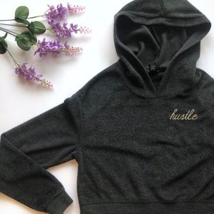 Rue 21 Hustle Graphic Cropped Hoodie - Medium